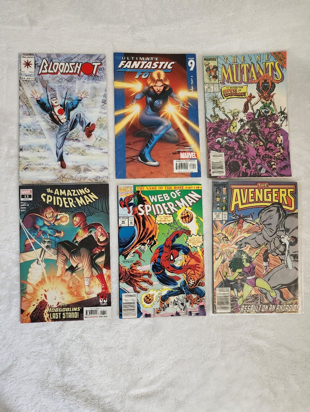 Marvel & Valiant Comic Lot Spider-Man Avengers New Mutants Bloodshot 6 Books